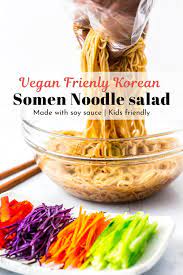 Korean Somen Noodle Salad With Soy Sauce My Eclectic Bites Recipe Vegan Recipes Healthy Asian Vegetarian Recipes Healthy Noodle Recipes
