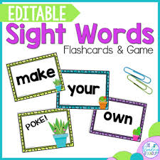 This set includes the all of the dolch first grade sight words flash cards with cvce words and pictures. Editable Sight Words Flash Cards Worksheets Teachers Pay Teachers