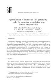 Quantification of fluorescent STR genotyping results for chimerism control  after bone marrow transplantation