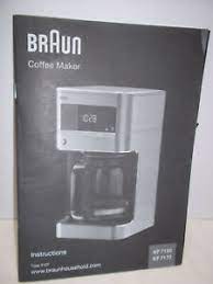 Braun coffee maker manual kf7170. Braun Coffee Maker Instructions Manual Ebay