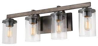 Explore rustic wall sconces to do at home and save money when shopping on alibaba.com. Lnc 4 Light Vanity Wall Lights Sconces Bathroom Rustic Sconces Faux Wood Transitional Bathroom Vanity Lighting By Lnc Houzz