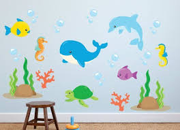 Ocean Life Reusable Wall Decals Fish And Sea Life Wall Etsy In 2020 Wall Decals Kids Wall Decals Fabric Wall Decals