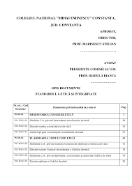 Mai jos se poate consulta codul etic si de integritate al functionarului public si personalului contractual din cadrul aparatului de specialitate al primarului orasului victoria. Pdf Colegiul NaÈ›ional Mihai Eminescu ConstanÈ›a Rarinca Lucretia Academia Edu