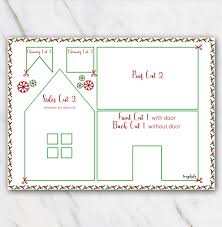 Printable gift gingerbread house with christmas glaze elements. Printable Gingerbread House Template In Red And Green Temploola Com