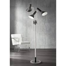 Possini Euro Halifax 3 Light Nickel And Black Floor Lamp 64k64 Lamps Plus Black Floor Lamp Floor Lamp Nickel Floor Lamp