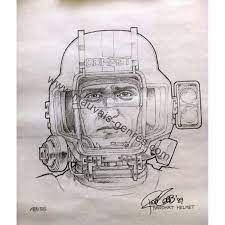 The Abyss 1989 Pre Production Art By Ron Cobb Hard Hat Diving Helmet Front Art Character Design Drawing Illustrations