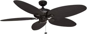 Ideal for low ceiling applications, the standard fan mounting: Honeywell Duvall 52 Inch Tropical Ceiling Fan With Five Damp Rated Wicker Blades Indoor Outdoor Rated Bronze Amazon Com