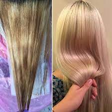 Makeover Spotty And Uneven To Blonde Melt Color Melting Hair Blonde Hair With Highlights Colored Hair Tips