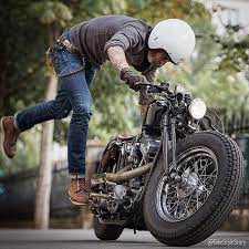 how cool this dude is follow 4 more of this bobber inspiration also i have shirts check mine if you need one bobber bobberbla カスタムバイク ボンネビル ハーレーダビッドソン