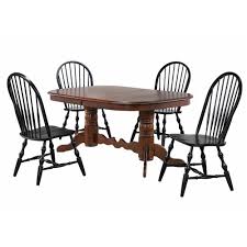 Grand estates double pedestal dining table. Sunset Trading Andrews 5 Piece Double Pedestal Dining Set Chestnut Brown Table Antique Black Windsor Chairs Walmart Com Walmart Com