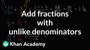 Let's begin with adding fractions. Adding Fractions With Unlike Denominators Video Khan Academy