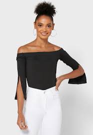 Click to shop tube tops and bardot tops now and look smokin' this summer! Buy Ginger Black Bardot Top For Women In Mena Worldwide Clt2020610