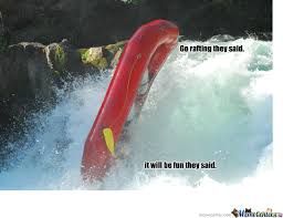 Excited man and woman enjoy the rafting. Rafting By Recyclebin Meme Center