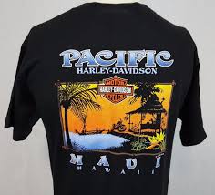 Vintage 90s Pacific Harley Davidson Motorcycles Maui Hawaii Black T Shirt M Black Tshirt Harley Davidson Mens Tshirts