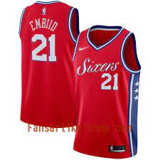 Kaufen sie die neueste offizielle nba lizenz billig joel embiid damen es männer kinder. Nba Philadelphia 76ers Trikot Joel Embiid 21 Nike 2017 18 Rot Swingman Herren