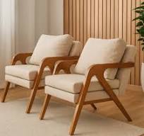 Conjunto Namoradeira 2 Poltronas Mona Luxo Decorativa Bege