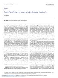 PDF) 'Aspect' as a feature of meaning in the Classical Greek verb