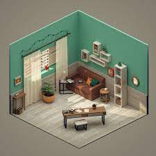 Isometric 3d Room In 2021 Isometric Rooms Isometric Room 3d Room