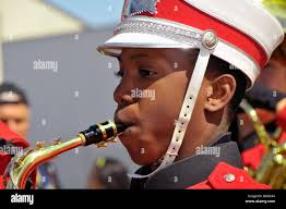 High school band members practice hi-res stock photography and images
