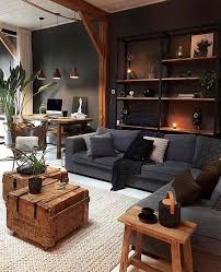 The Beam To Separate Office Space From Living Space Is Nice Separate Togetherness Modern Bohemian Living Room Interior Design Living Room Living Room Designs