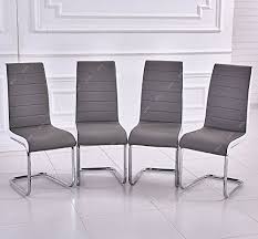 Enter your email address to receive alerts when we have new listings available for grey dining chairs with chrome legs. Gizza Furniture Set Of 4 Premium Black Grey Faux Leather Dining Chairs High Back With Solid Cantilever Chro Faux Leather Dining Chairs Furniture Leather Dining