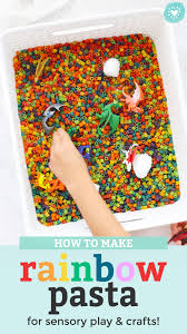 Kitchen sensory bin ideas aba. How To Make Rainbow Pasta For Sensory Play One Lovely Life