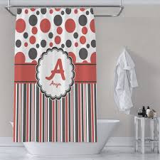 Update your home with a rug that combines functional design with a minimalist aesthetic. Red Black Dots Stripes Shower Curtain Personalized Youcustomizeit