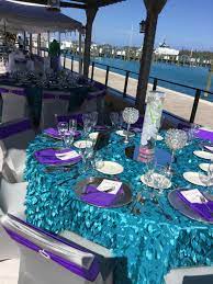 Wedding Setup By Personal Touch Design Wedding And Rental Bahamas Bridal Shower Decorations Purple Purple Turquoise Wedding Purple And Gold Wedding