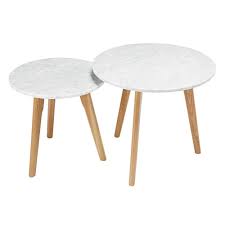 tables gigognes en marbre et chene twins maisons du monde