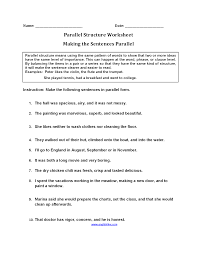 Making Sentences Parallel Structure Worksheets Making Sentences Sentences Worksheets