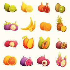 Download Tropical Fruits Retro Cartoon Icons Set For Free Illyustracii Vektornye Illyustracii Tropicheskie Frukty