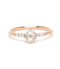 Rose gold band engagement rings. Simple Solitaire Rose Cut Diamond Solitaire On Diamond Band