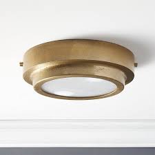Nina Alabaster Brass Flush Mount Lamp Cb2 For Bottom Landing Light Near Front Door Flush Mount Lighting Modern Flush Mount Hall Lighting