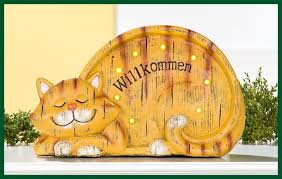 Led Solar Katze Willkommen Magnesin Deko Figur 36 22 Wohnen Dekoration Garten Terrasse Und Aussendekoration Dekoration Gartenfiguren Aussendekoration