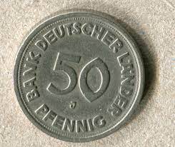 Nachdem bis ende 1949 über 150 millionen münzen mit der aufschrift bank deutscher länder geprägt wurden, ging 1950 die münzhoheit auf das. 50 Pfennig Bank Deutscher Lander Pragestatte J Ohne Jahreszahl Deutsches Munzenforum