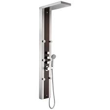 Anzzi Kiki 59 In 6 Jetted Full Body Shower Panel System With Heavy Rain Shower And Spray Wand In Mahogany Style Deco Glass Rich Mahogany Styled Shower Panels Body Shower Rain Shower