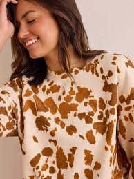 Cow Print Supersoft Cropped Crewneck