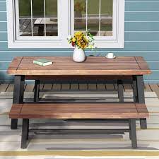 We supply our huge ranges of reclaimed wood furniture nationwide to both retail and commercial sectors. Outdoor Patio Furniture Dining Set Solid Wood Outdoor Table And Bench Set With Metal Frame 4 Person Wooden Picnic Table Set With Wood Bench 3 Pieces Patio Conversation Set For Outdoor Garden