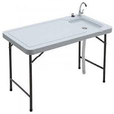 Multiuse Outdoor Folding Table With Faucet And Sink Includes Water Hose And Drain You Can Find More D Fish Cleaning Table Outdoor Folding Table Camping Table