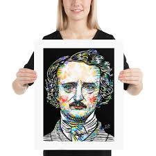EDGAR ALLAN POE acuarela y tinta retrato