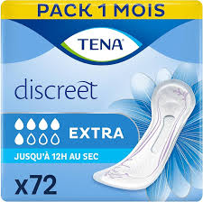 TENA Discreet Extra - Serviettes Incontinence Femme - Post-accouchement -  Protections Absorbantes pour Fuites Urinaires Modérées - 72 Serviettes  (Pack ...