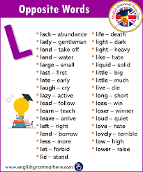 Alphabetical Opposite Word List L English Grammar Here Opposite Words Opposite Words List English Grammar