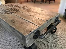 Enjoy your cup of jacked up joe in a new jd mug or in a unique vintage one only available at the whiskey cave. Jack Daniels Industrial Railroad Coffee Table Cart Etsy Coffee Table Pallet Diy Vintage Industrial Decor