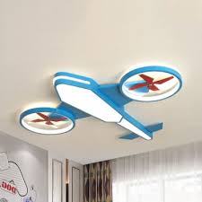 The photos make them seem more subdued, but they stand out when they have a source of light. Modern Propeller Airplane Ceiling Lamp Metal Blue Green Flush Mount Light In Warm White Stepless Dimming For Kid Bedroom Beautifulhalo Com
