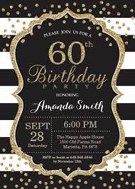Black And Gold 60th Birthday Invitations 60th Birthday Invitation Black And Gold Glitter Card 70th Birthday Invitations Birthday Invitation Templates 60th Birthday Invitations
