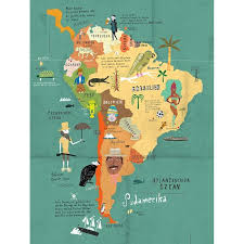 O país é rico em pontos turísticos e atrações para todos … Martin Haake South America Map Illustrated Map South America