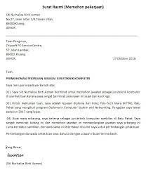 Contoh Surat Rasmi Permohonan Kerja Pdf Letter 7saudara Com