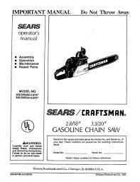 Craftsman chainsaw parts & models. Craftsman 358 356280 Important Operating Instructions Manualzz