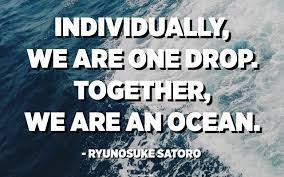 Individually We Are One Drop Together We Are An Ocean Ryunosuke Satoro Quotespedia Org