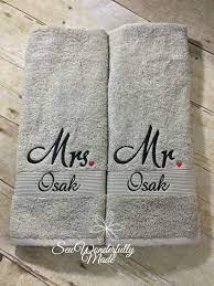 Mr And Mrs Wedding Gift Mr And Mrs Hand Towels Mr Mrs Towels Bridal Shower Gift Anniversary Gift Embroidered Towels Couple Gifts Mr And Mrs Wedding